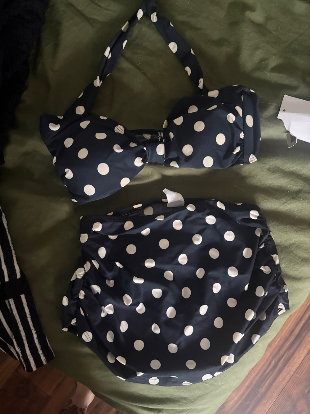 Navy Polka Dot Two-Piece halter Bikini Set